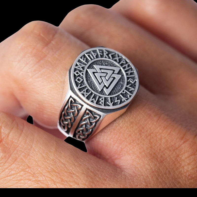 vkngjewelry Bagues 925 Sterling Silver Valknut Norse Runes Knotwork Viking Jewelry Ring