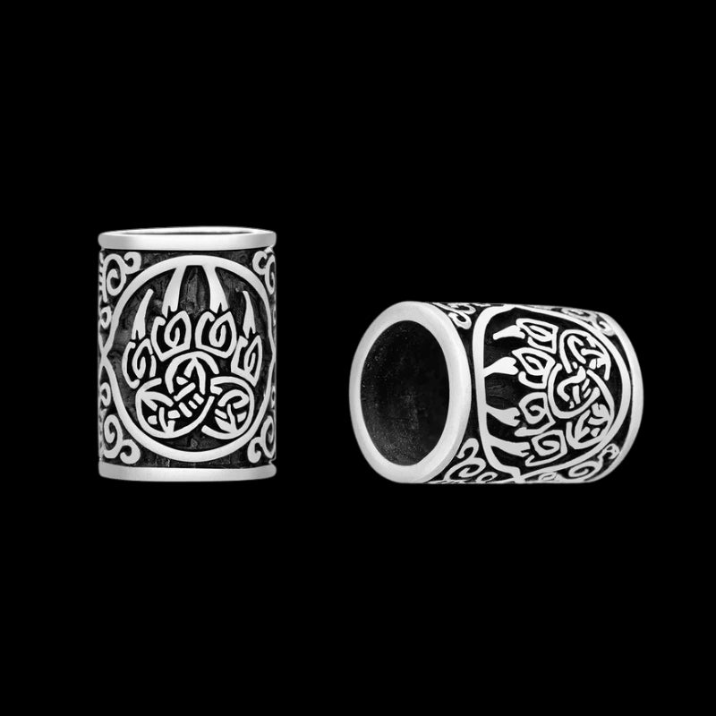 vkngjewelry Beads 925 Sterling Silver Viking Beard Hair Bead With Bear Claw