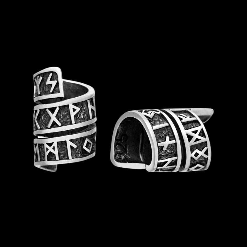 vkngjewelry Beads 925 Sterling Silver Viking Beard Hair Bead With Runes