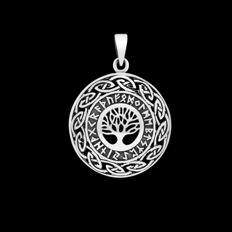 vkngjewelry Pendant 925 Sterling Silver Yggdrasil Viking Runes Pendant