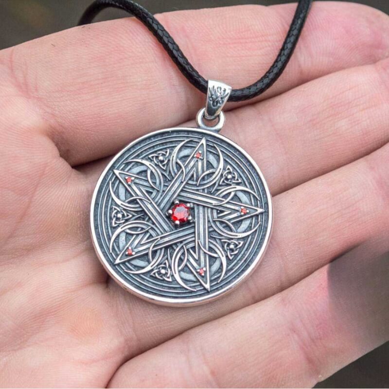 Pentagram Necklace With Red Cubic Zirconia Sterling Silver | Handmade |  Viking Jewellery – vkngjewelry