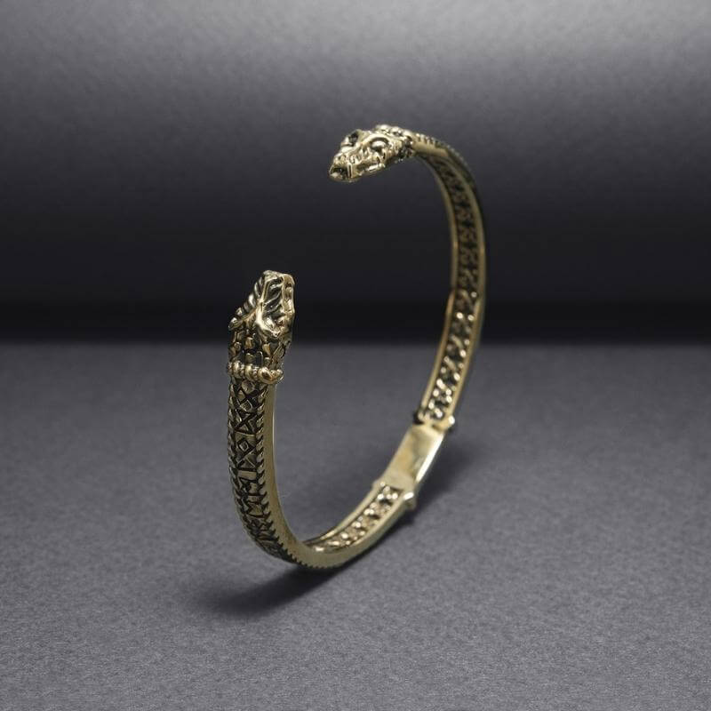 vkngjewelry Bracelet Handcrafted Armring Jormungandr Rough texture Elder Futhark Runes