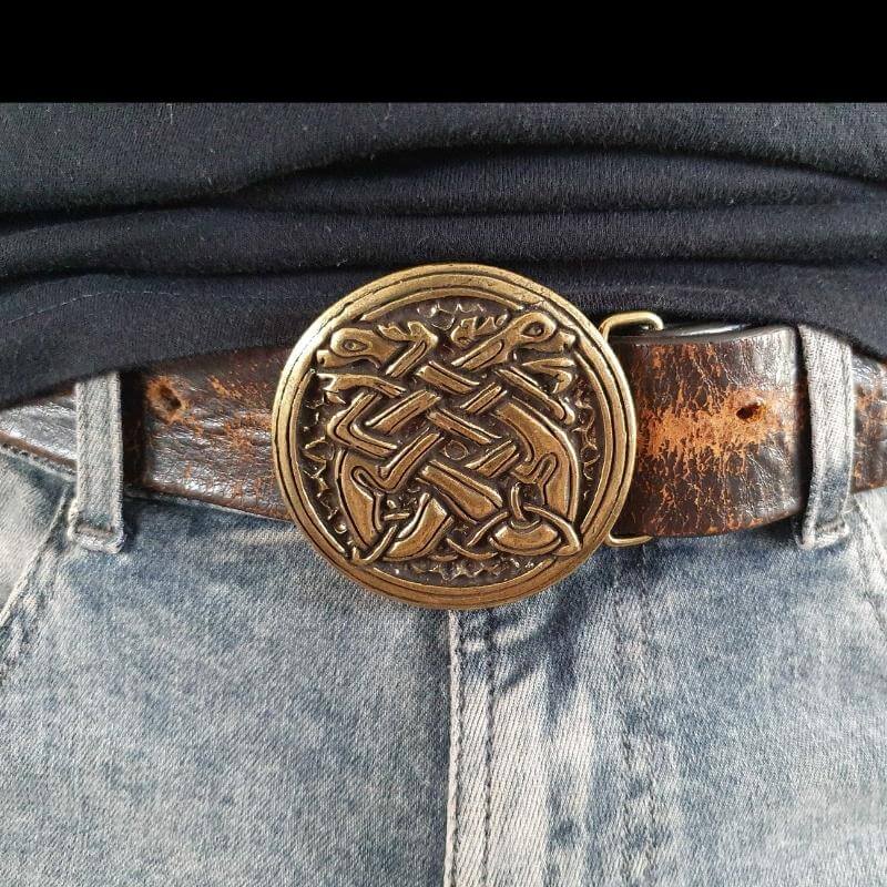 vkngjewelry Belt Buckles Celtic Dogs Round Belt Buckle