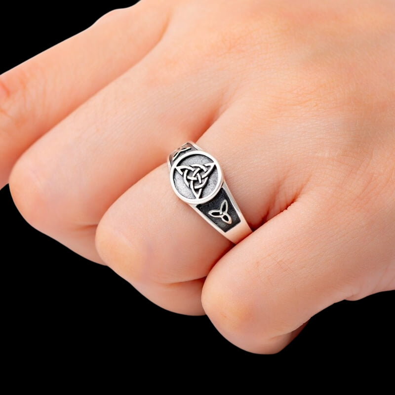 vkngjewelry Bagues Celtic Triquetra Fine Silver Sterling Ring