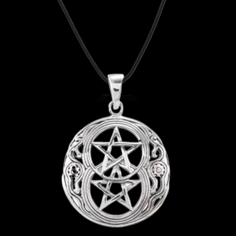 vkngjewelry Pendant Chalice Well Symbol Of Avalon Glastonbury Double Pentagram Charm Pendant 925 Sterling Silver
