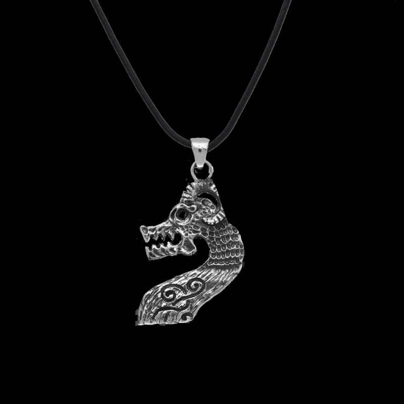 vkngjewelry Pendant Drakkar Head Sterling Silver Pendant