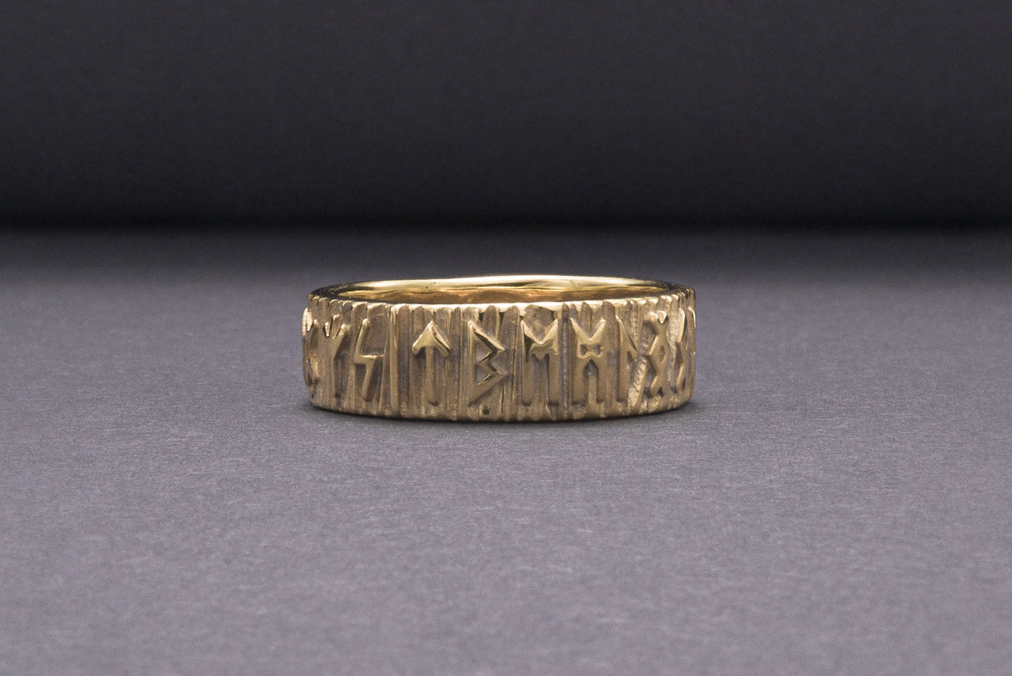 vkngjewelry Ring Handcrafted Elder Futhark Runes Gold Ring