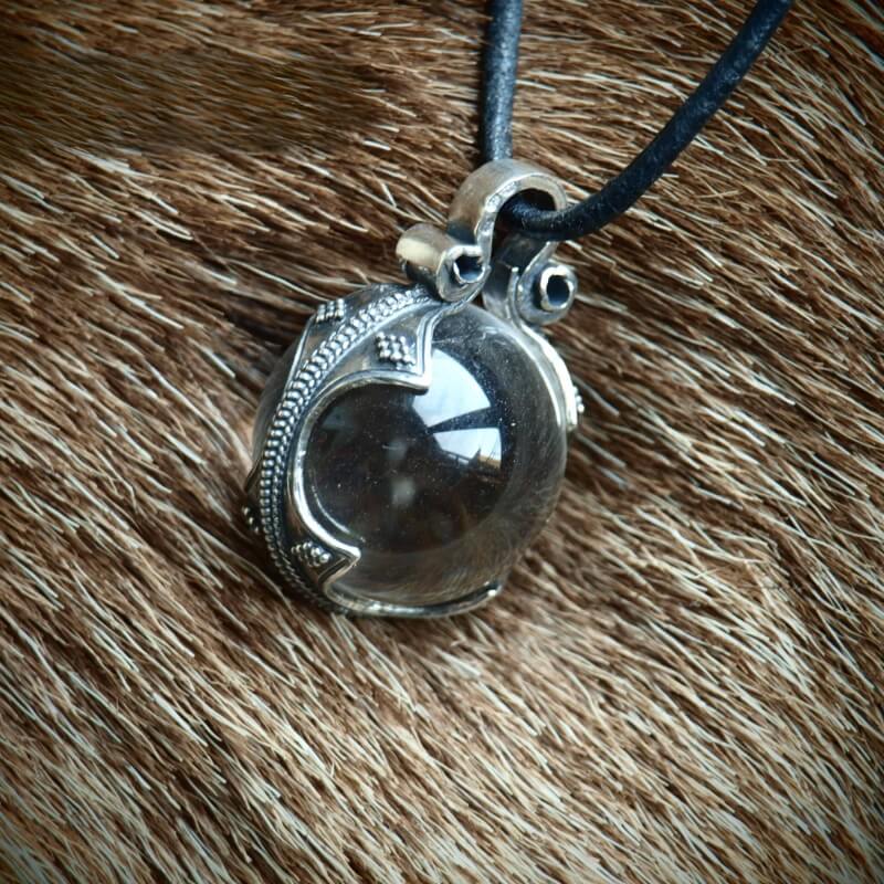 vkngjewelry Pendant Glass Sphere from Gotland Sterling Silver