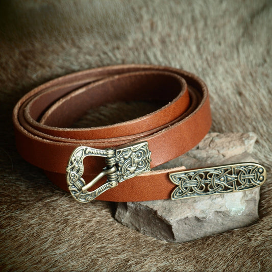 vkngjewelry Belt Buckles Handcrafted Birka Viking Belt with Birka Buckle and Toggle