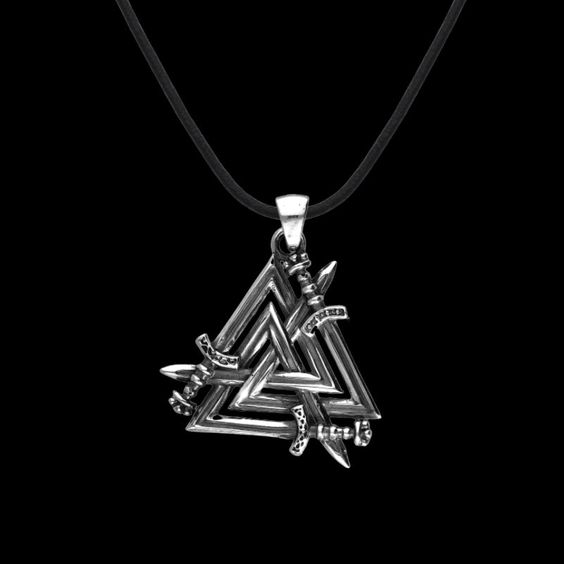 vkngjewelry Pendant Handcrafted Valknut Swords Sterling Silver Pendant