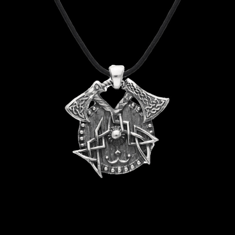 vkngjewelry Pendant Handcrafted Viking Axes Shield Norse Sterling Silver Pendant