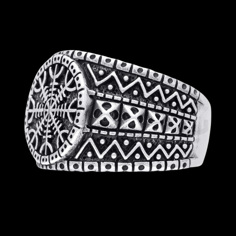 vkngjewelry Bagues Helm of Awe Oxidized Sterling Silver Ring