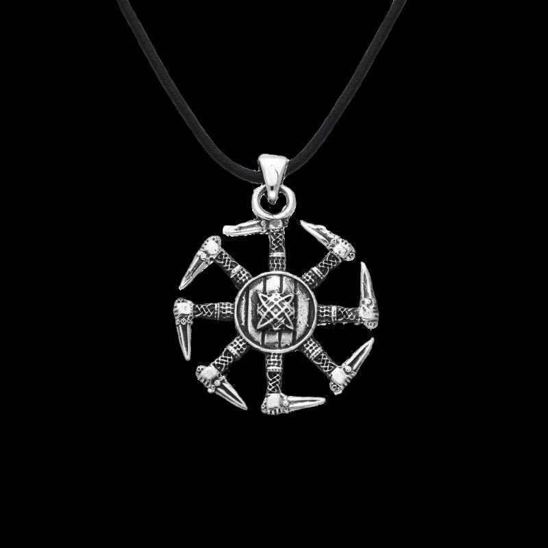 vkngjewelry Pendant Handcrafted Kolovrat Pagan Ornament Sterling Silver Pendant