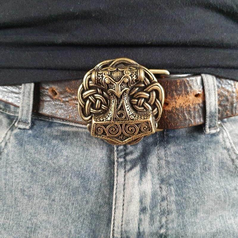 vkngjewelry Belt Buckles Mjolnir Round Belt Buckle