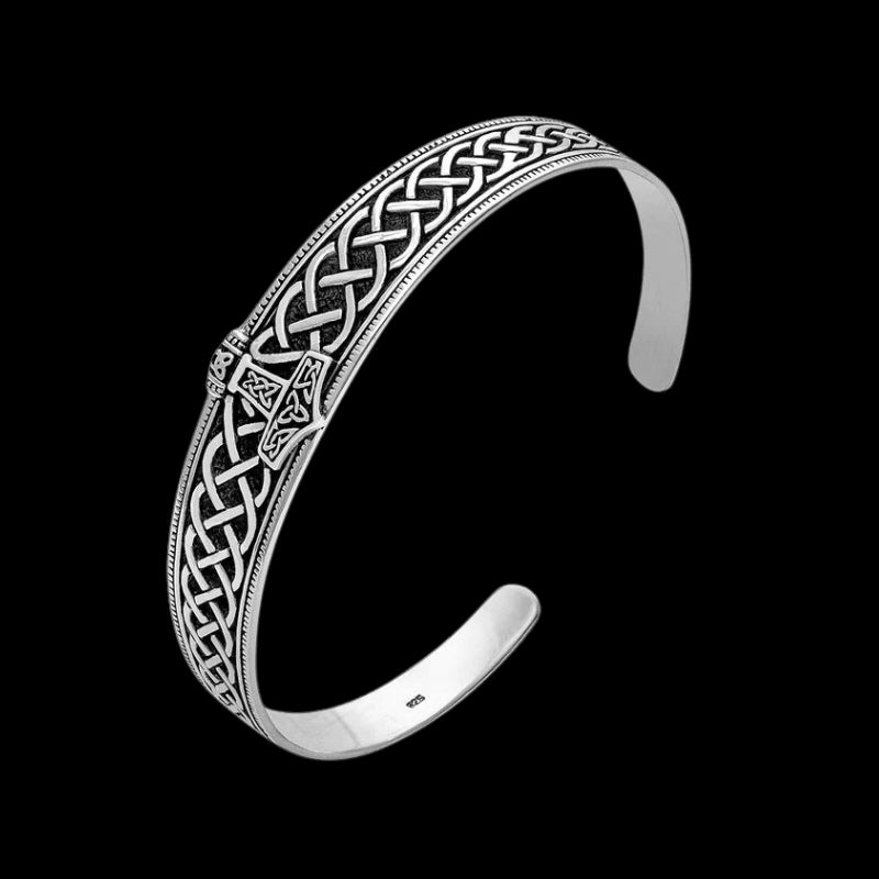 vkngjewelry Bracelet Mjölnir With Celtic Infinity Knots Bangle 925 Sterlin Silver