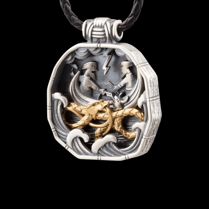 vkngjewelry Pendant Norse Thor's Encounter Jormungandr Sterling Silver Pendant