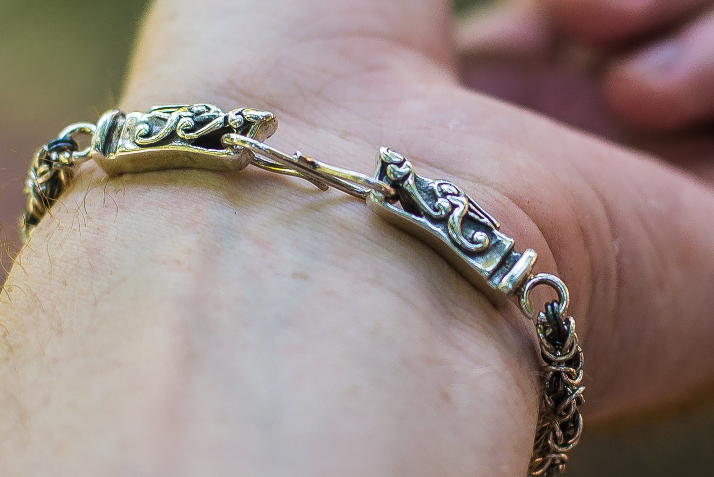 vkngjewelry Bracelet Oxidized Sterling Silver Byzantine Chain Bracelet