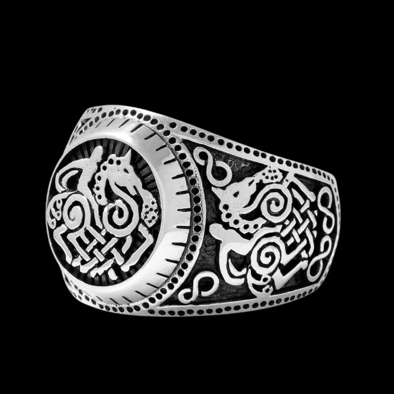 vkngjewelry Bagues Sleipnir Silver Signet Ring