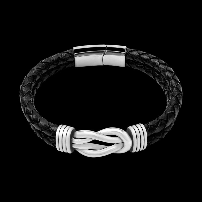 vkngjewelry Bracelet Stainless Steel Celtic Infinity Knot Leather Bracelet