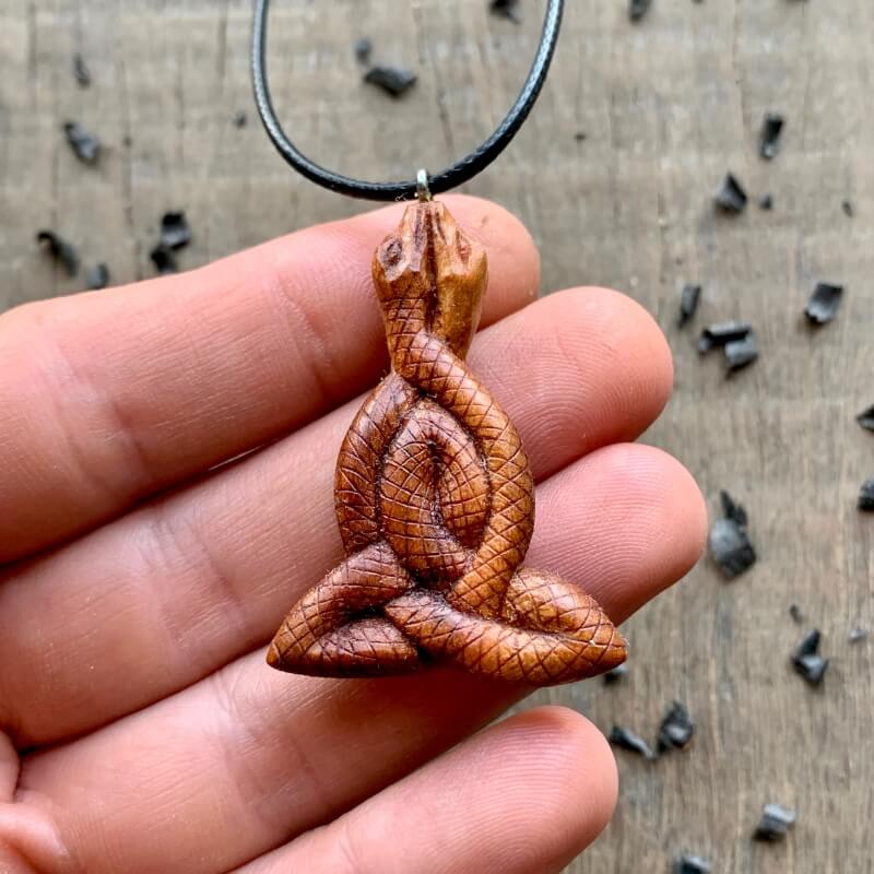 vkngjewelry Pendant Unique Wood Celtic Motherhood Snakes Design Pendant