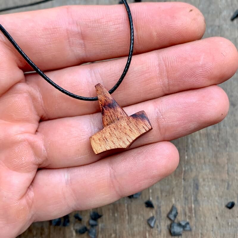 vkngjewelry Pendant Unique Wood Pendant Small Mjolnir Style 1
