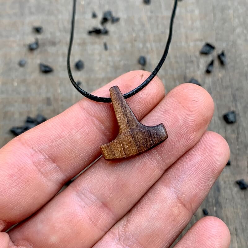 vkngjewelry Pendant Unique Wood small Thor Liss Hammer Pendant Style 2