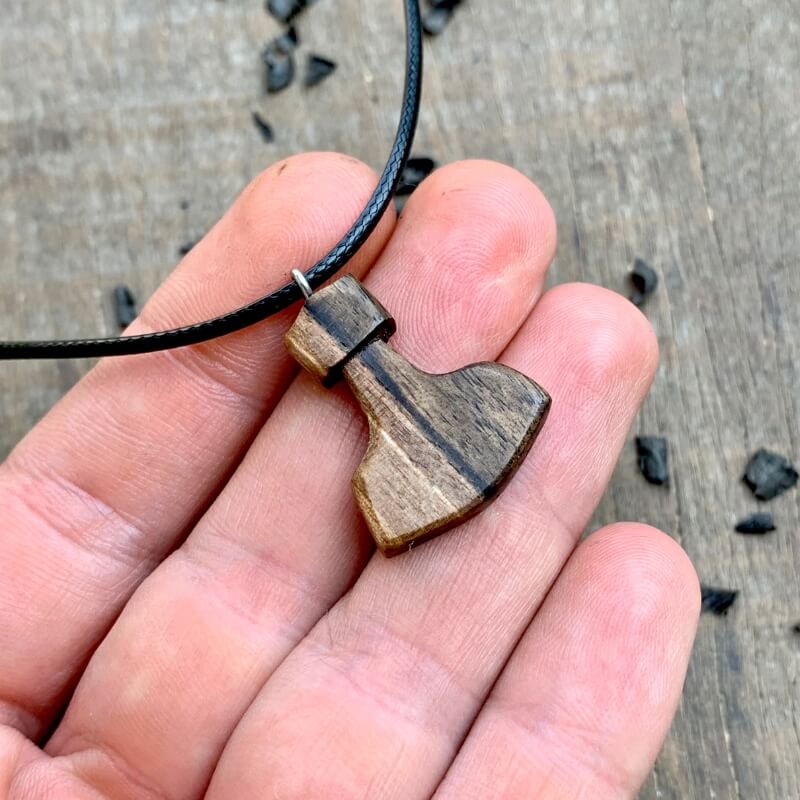 vkngjewelry Pendant Unique Wood small Thor Liss Hammer Pendant Style 4