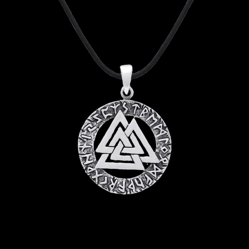 vkngjewelry Pendant Valknut Futhark Circle Sterling Silver
