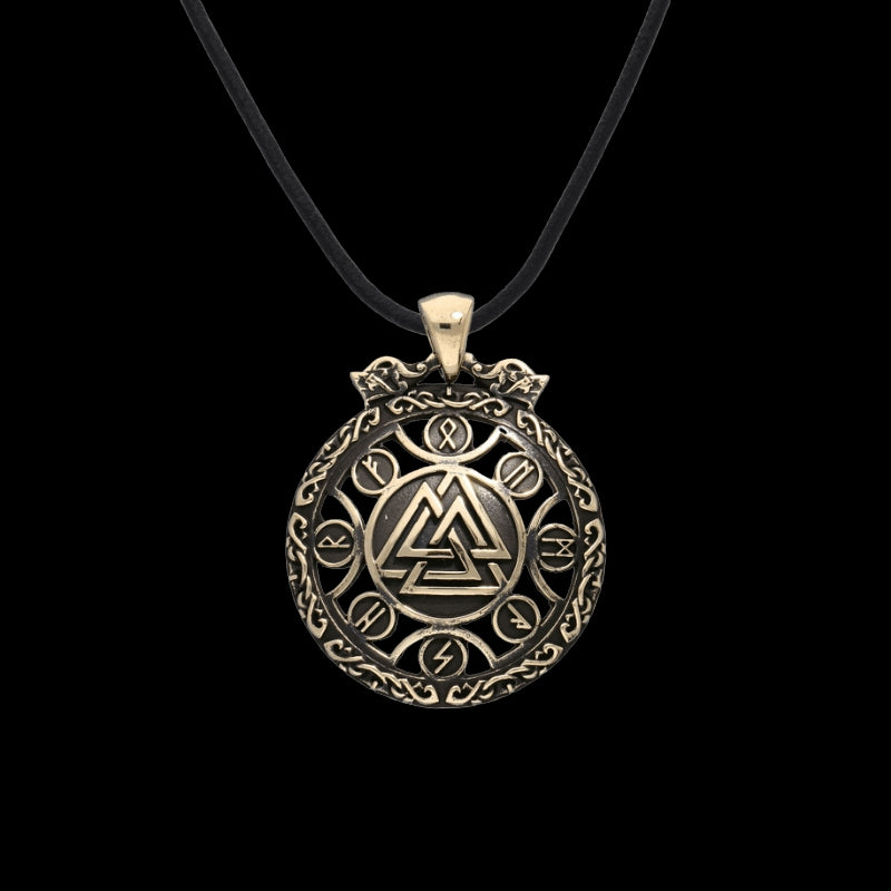 vkngjewelry Pendant Handcrafted Valknut Symbol Viking Runes Ornement Bronze Pendant