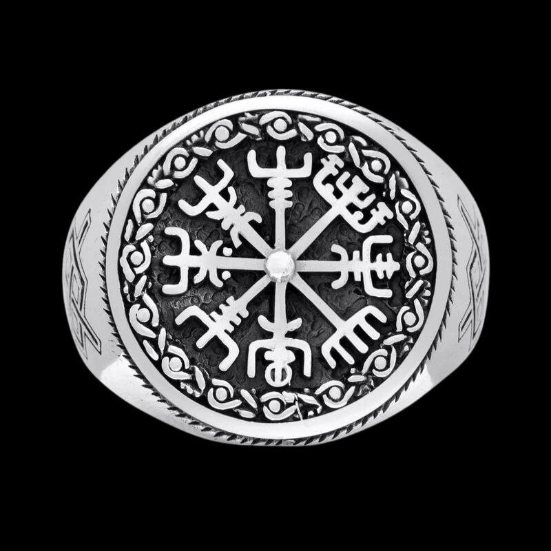 vkngjewelry Bagues Vegvisir and Gungnir Sterling Silver Ring