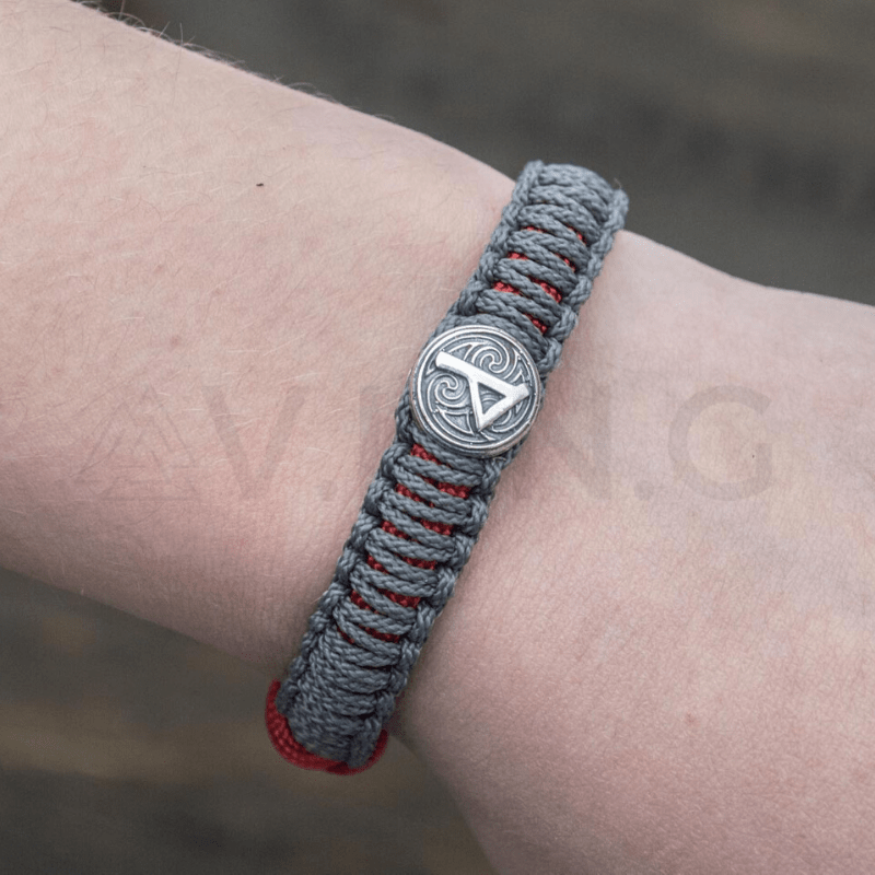 vkngjewelry Bracelet Viking Axe with Runes Paracord Bracelet Sterling Silver