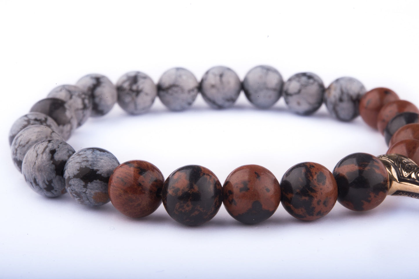 vkngjewelry Bracelet Viking Bracelet In Obsidian With Bronze Mjolnir