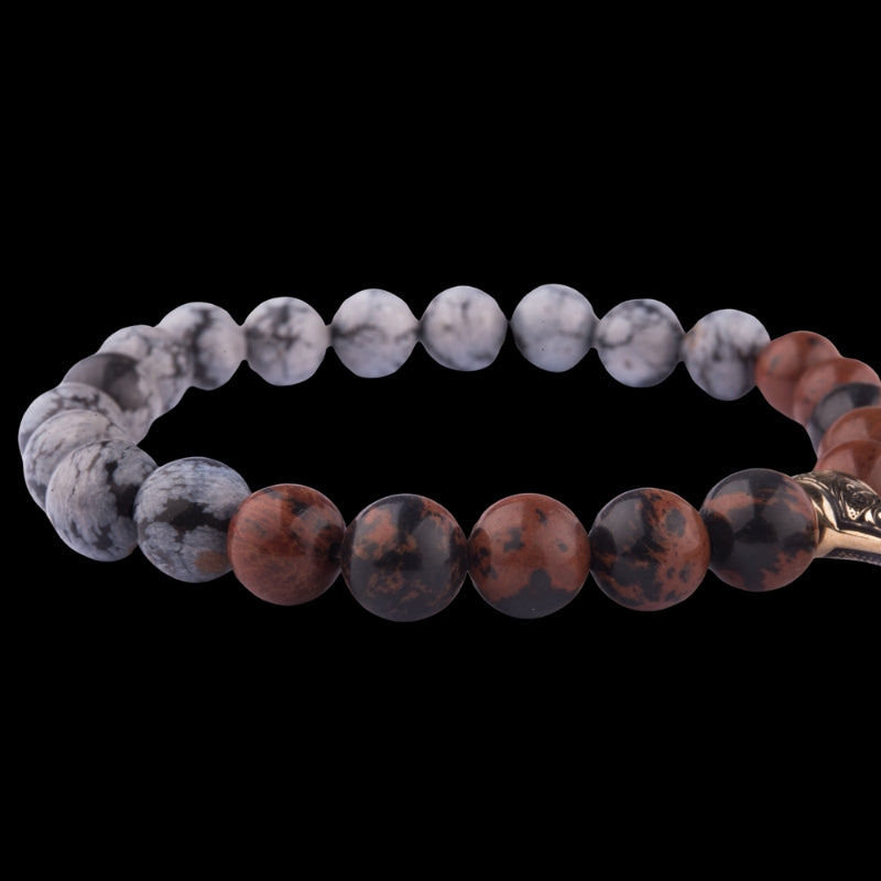 vkngjewelry Bracelet Viking Bracelet In Obsidian With Bronze Mjolnir