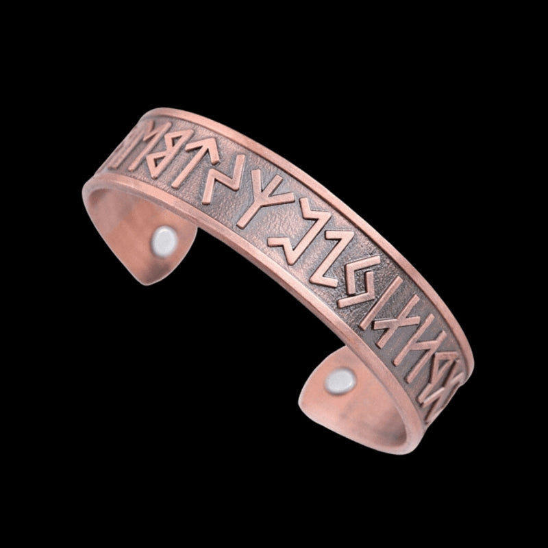 vkngjewelry Bracelet Viking Copper Magnet Bracelet Futhark Runes