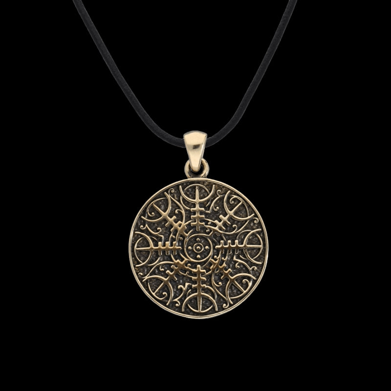 vkngjewelry Pendant Handcrafted Viking Helm of Awe Symbol Bronze Pendant