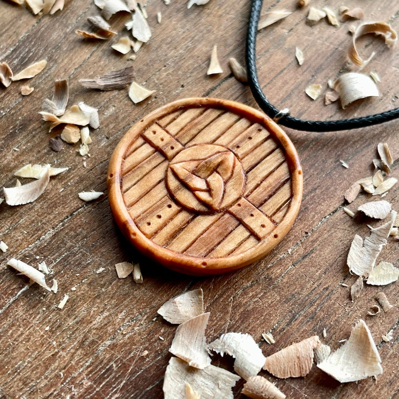 vkngjewelry Pendant Handcarved Unique Viking Shield Triquetra Pendant