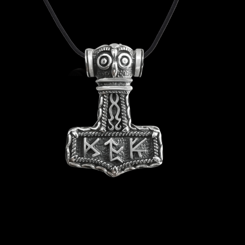 Viking Thor Hammer Mjölnir Futhark Amulet 925 Sterling Silver