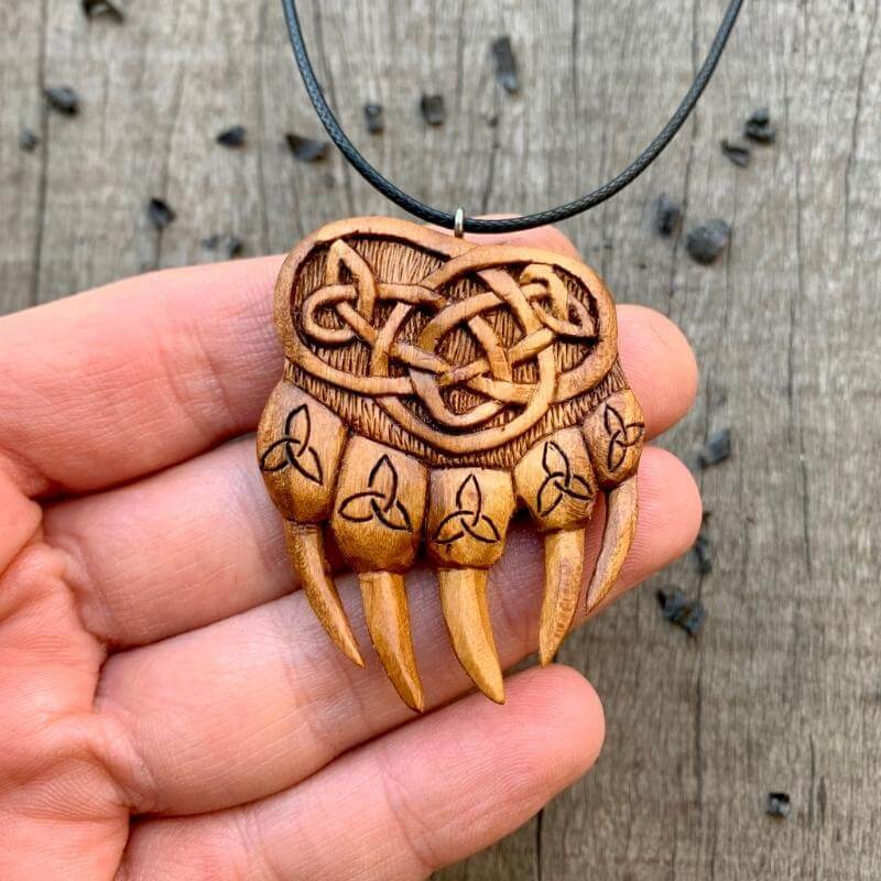 vkngjewelry Pendant Unique Plum Wood Viking Bear Paw Pendant