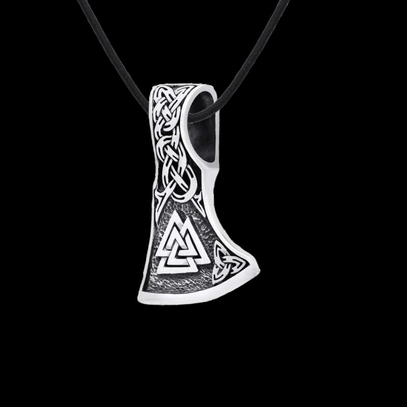 vkngjewelry Pendant Sterling Silver Valknut Axe