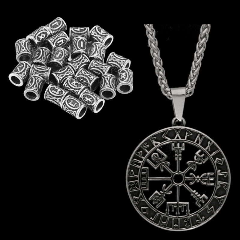 vkngjewelry Gift Boxes & Tins Gift Box Vegvisir Runic Pendant and Viking Beard Beads
