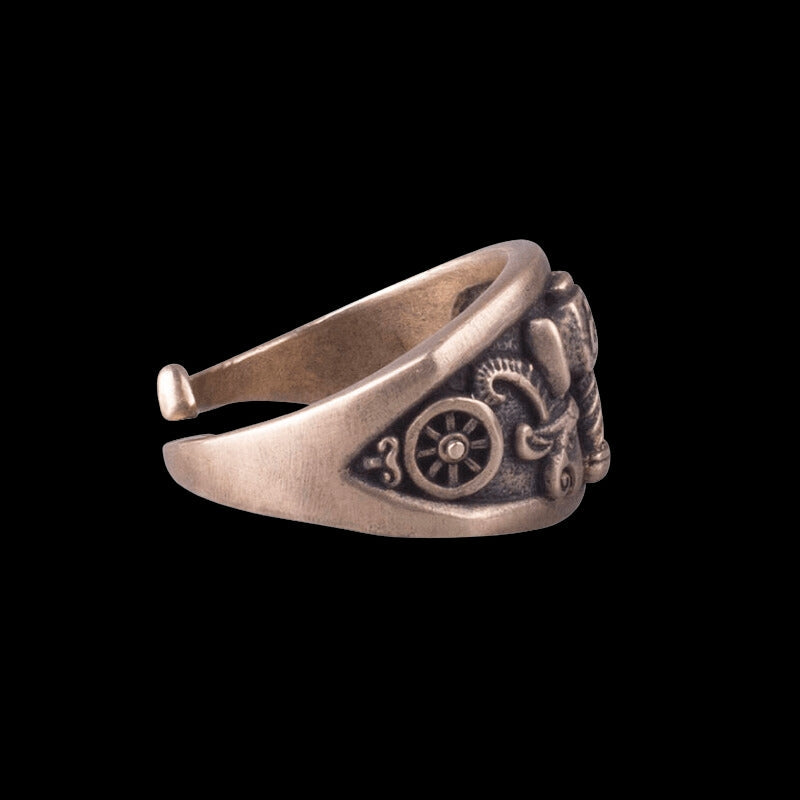 vkngjewelry Bagues Handcrafted Thor Hammer Ring Triquetra Bronze
