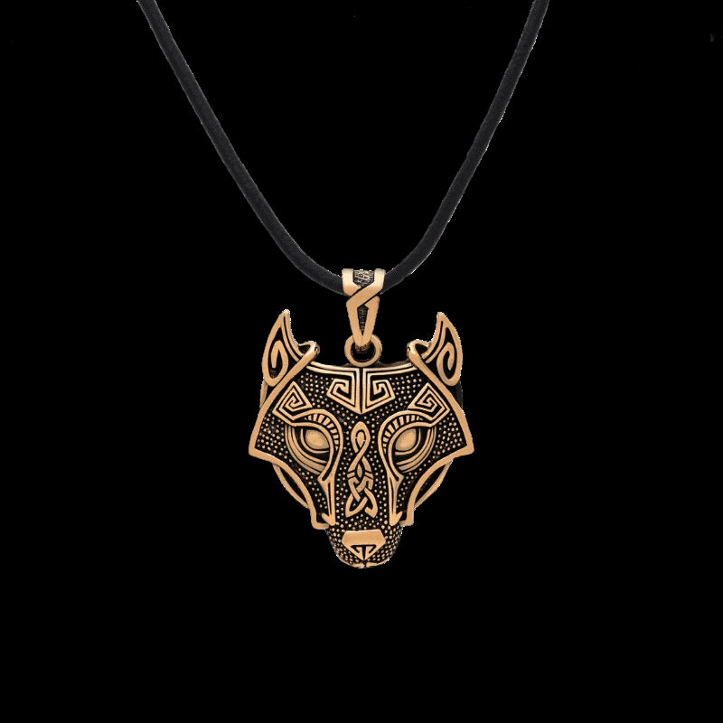 Brazalete de bronce con cabeza de lobo de vikingo, diseño de cabeza de lobo