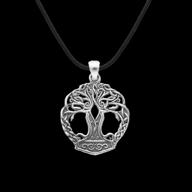vkngjewelry Pendant Yggdrasil Mjolnir Sterling Silver Pendant