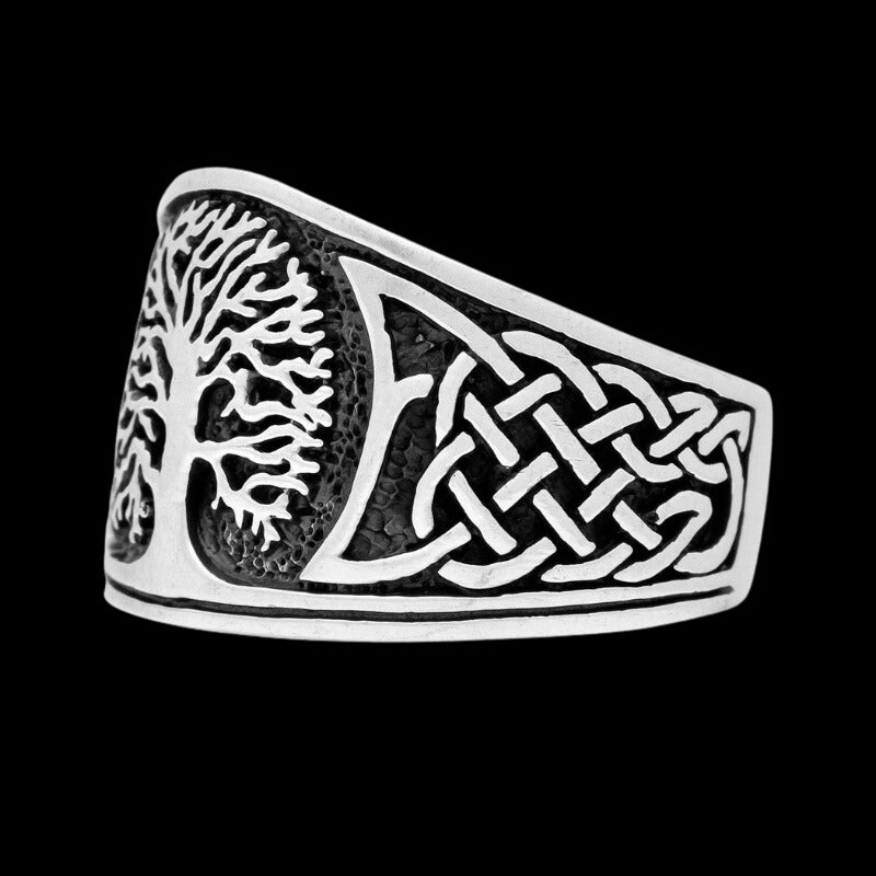 vkngjewelry Bagues Yggdrasil with Celtic Knotwork Sterling Silver Ring