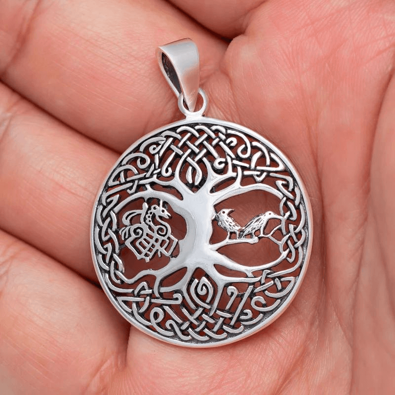 vkngjewelry Pendant Yggdrasil with Raven and Sleipnir 925 STERLING SILVER PENDANT