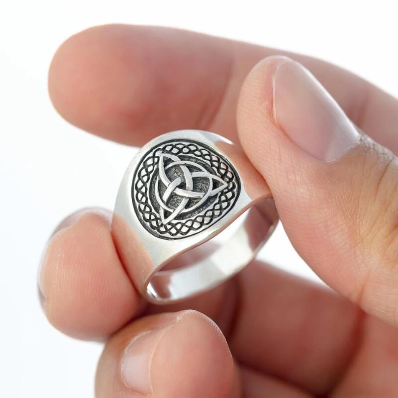 vkngjewelry Bagues 925 Sterling Silver Celtic Triquetra Band Ring