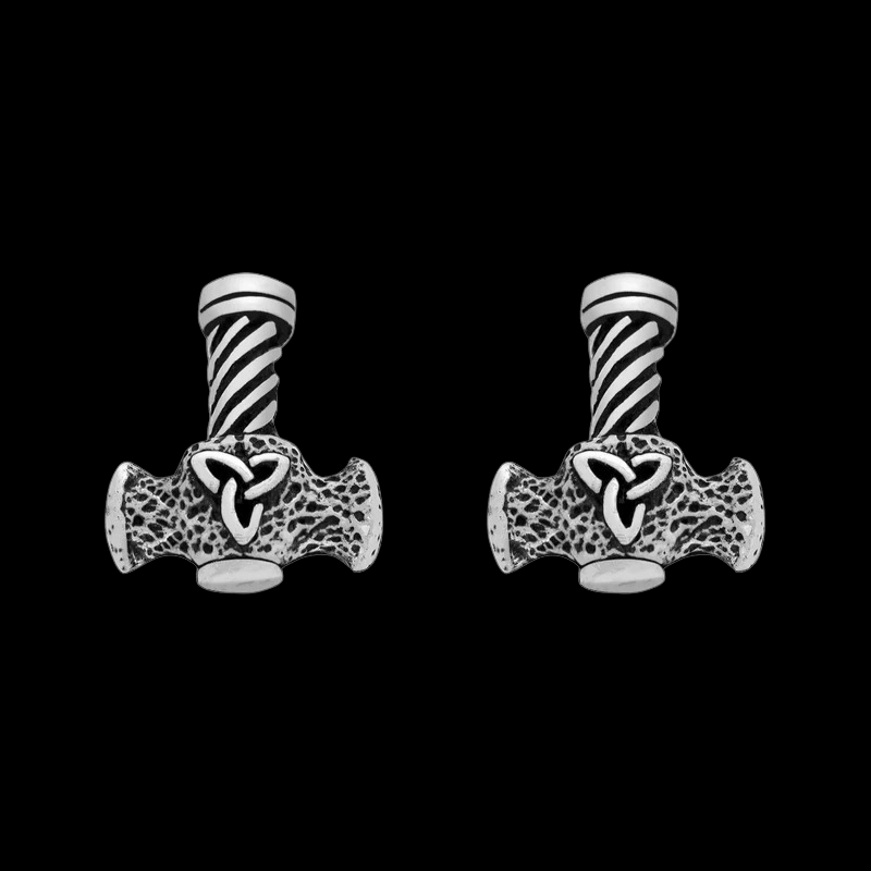 vkngjewelry Earring 925 Sterling Silver Viking Mjolnir With Triquetra Earrings