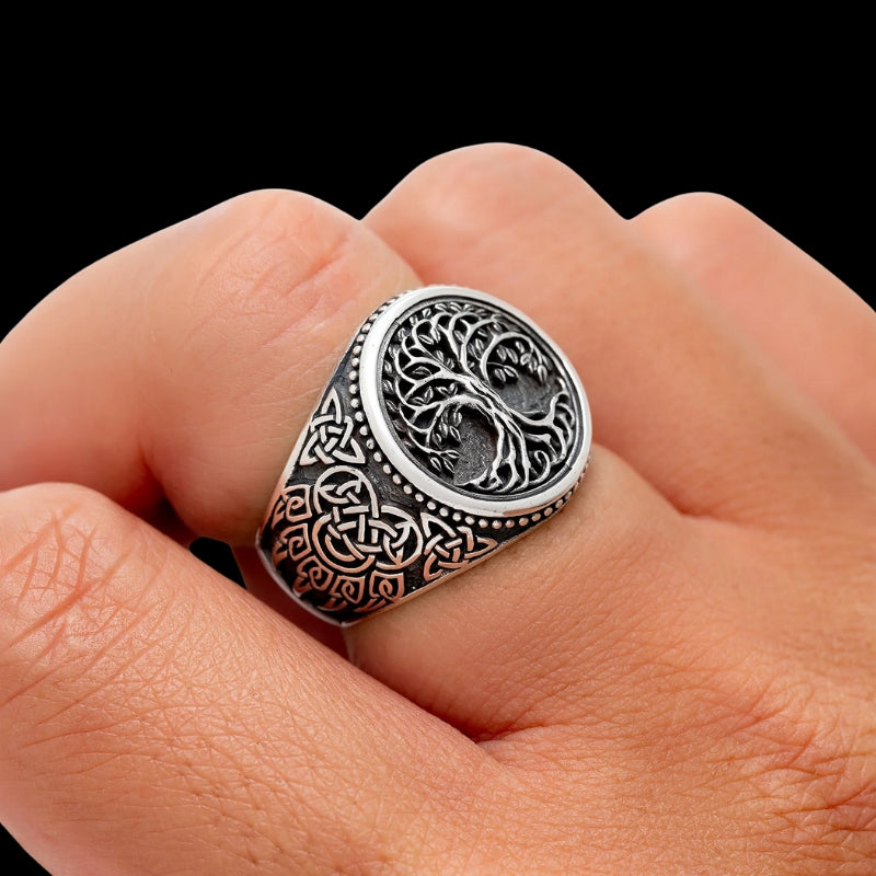 vkngjewelry Bagues 925 Sterling Silver Yggdrasil Ring With Bear Claw
