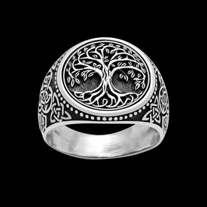 vkngjewelry Bagues 925 Sterling Silver Yggdrasil Ring With Bear Claw