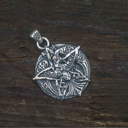 CV209 Crown Pendant With Ornament Sterling Silver Wicca Jewelry